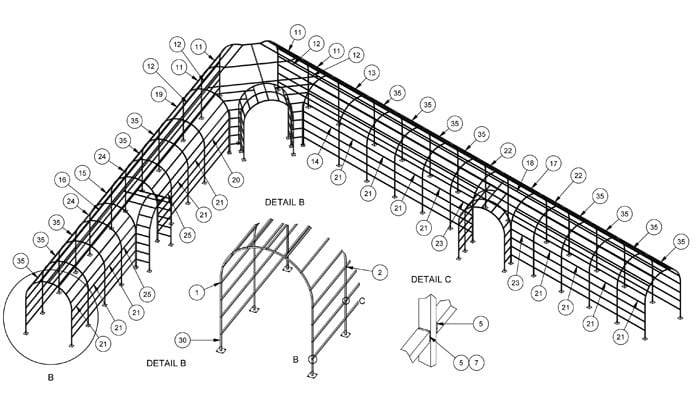 Roman Pergola Walkway CAD Drawing 2