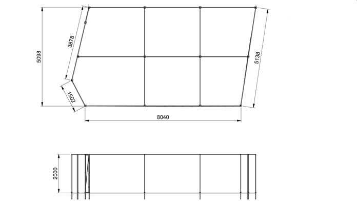 Fruit Cage Steel Angled CAD Drawing 1