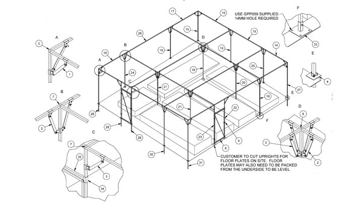 Fruit Cage Steel Sloped CAD Drawing 2