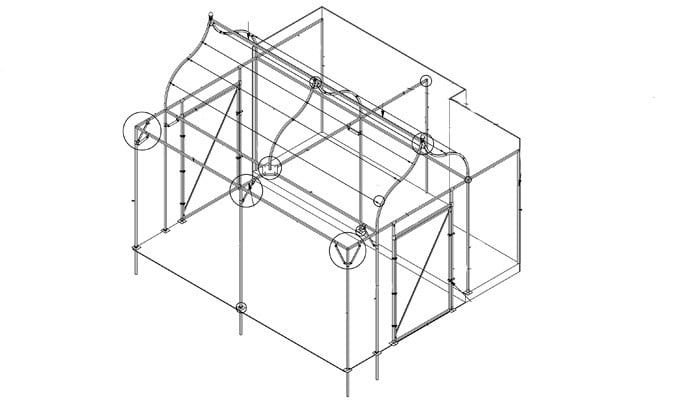 Ogee Arch Cage Wall Fixed for Cats CAD Drawing