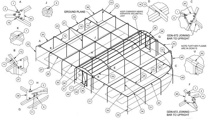 Curved Steel Fruit Cage CAD Drawing 1