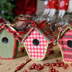 Fabric Bird House Decorations set Of 3 By Gisela Graham