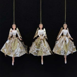 Gold Angel Tree Decorations set Of 3 By Gisela Graham