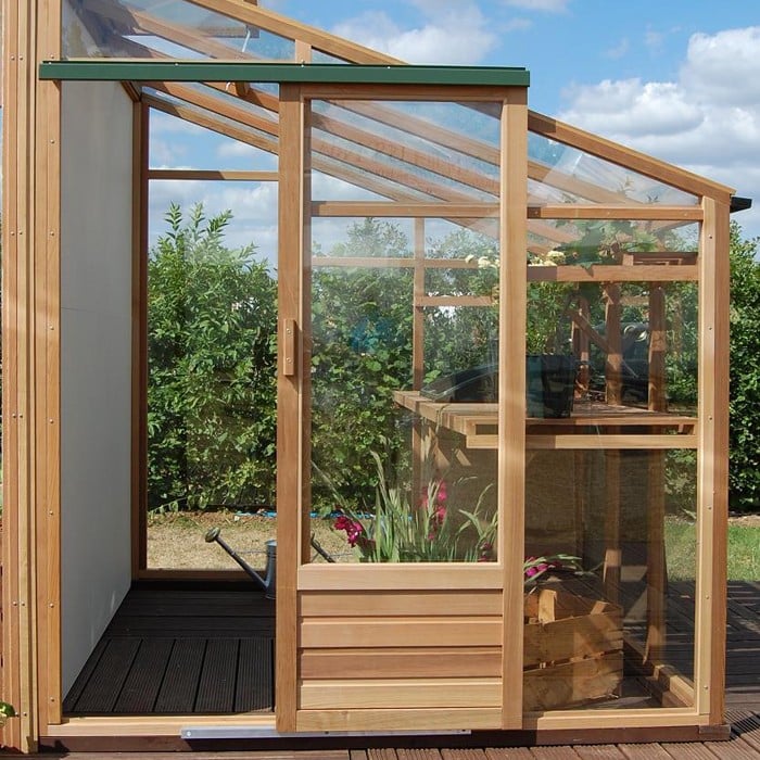 LeanTo Cedar Greenhouse Garden Supplies at Harrod Horticultural
