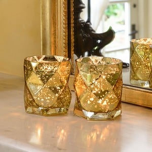 Luxury Glass Tea Light Holders set Of 2 By Sia