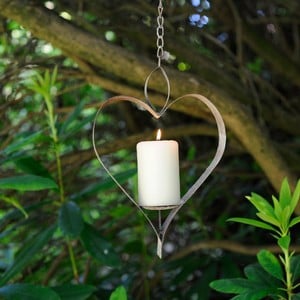 Aged Metal Heart Bird Feeder / Candle Holder