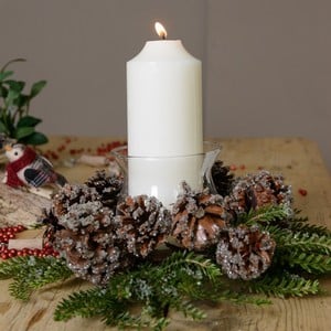 Iced Pine Cone Candle Holder By Floral Silk