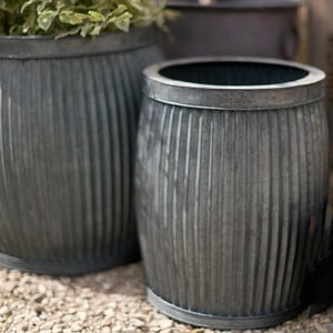 Set Of 2 Ribbed Steel Planters