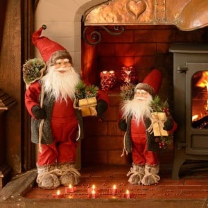 Luxury Red Standing Santa Decoration By Floral Silk