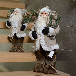Luxury Standing Santa Decoration With White Fur Trim By Floral Silk