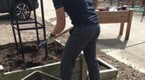 Filling our new Raised Bed in the sunshine!