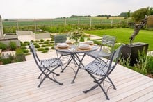 Darsham Dining Table Set & 4 Chairs (Design B) - Hand Etched