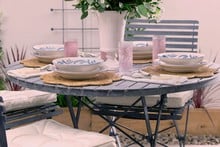 Darsham Dining Table Set & 4 Chairs (Design B) - Hand Etched