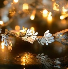 30 LED lights with Mistletoe decorations on silver wire