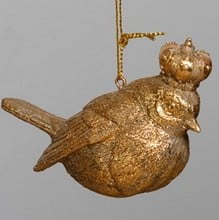 Antique Gold Resin Bird Tree Decorations (set of 2)