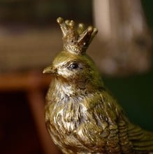 Antique Gold Resin Birds with Crowns by Gisela Graham