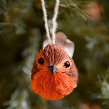 Bristle and Wood Robin Tree Decoration by Gisela Graham