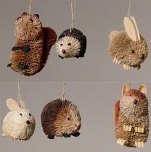 Bristle Animal Tree Decorations (Set of 6) by Gisela Graham
