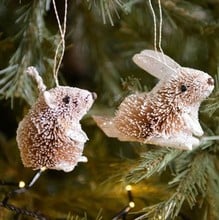 Bristle Rabbit and Mouse Tree Decorations by Gisela Graham