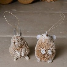 Bristle Rabbit and Mouse Tree Decorations by Gisela Graham