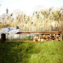 Corten Garden Bench & Log Store Corten Garden Bench & Log Store