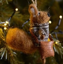 Eco Wool Squirrel Tree Decorations (set of 2)