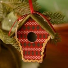 Fabric Bird House Decorations (set of 3) by Gisela Graham