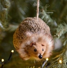 Fur Fabric Hedgehog Hanging Decoration by Gisela Graham