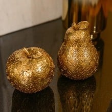 Gold Apple & Pear Decorations by Gisela Graham