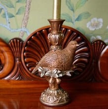 Gold Partridge Candle Stick by Gisela Graham