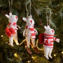 Hanging Mice Decorations (Set of 3) by Gisela Graham Hanging Mice Decorations (Set of 3) by Gisela Graham