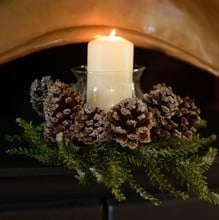 Iced Pine Cone Wreath, Garland & Candle Holder Set