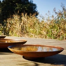 Large Curved Water Bowl - Corten Steel