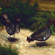 Metal Scroll Solar Hens (Pack of 2)