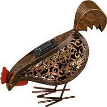 Metal Scroll Solar Hens (Pack of 2)