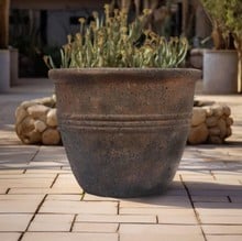 Old Ironstone Lined Cylinder Pot Planter