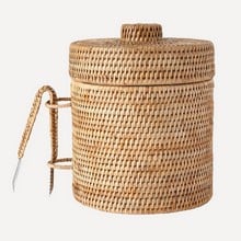 Rattan Ice Bucket with Tongs - Natural