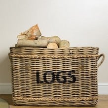 Rectangle Log Basket with Rope Handles