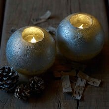 Round Silver LED Candles with Multi Auto Timer (Set of 2) Round Silver LED Candles with Multi Auto Timer (Set of 2)