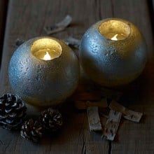 Round Silver LED Candles with Multi Auto Timer (Set of 2)