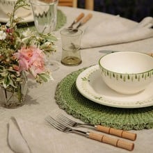 Scalloped Abaca Placemat - Fern