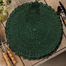Scalloped Abaca Placemat - Juniper