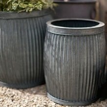 Set of 2 Ribbed Steel Planters