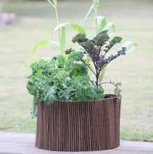 Set of 3 Round Planters with Willow Surrounds Set of 3 Round Planters with Willow Surrounds
