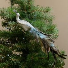 Silver Peacock Tree Decoration by Sia