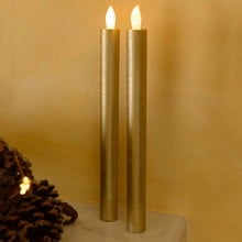 Tall Gold LED Candles with Auto Timer (2 pack)