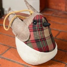 Tartan Robin Door Stop by Gisela Graham