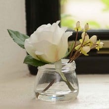 White Rose and Berries in Small Vase