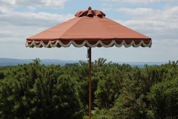 Terracotta Scalloped Parasols with Cream Fringe Terracotta Scalloped Parasols with Cream Fringe
