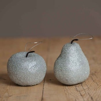 Apple & Pear Silver Tree Decorations by Sia